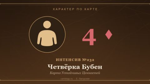 Четвёрка Бубен — Карта Устойчивых Ценностей. Характер по карте рождения, автор Е. Лагодская